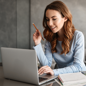 a girl with a laptop